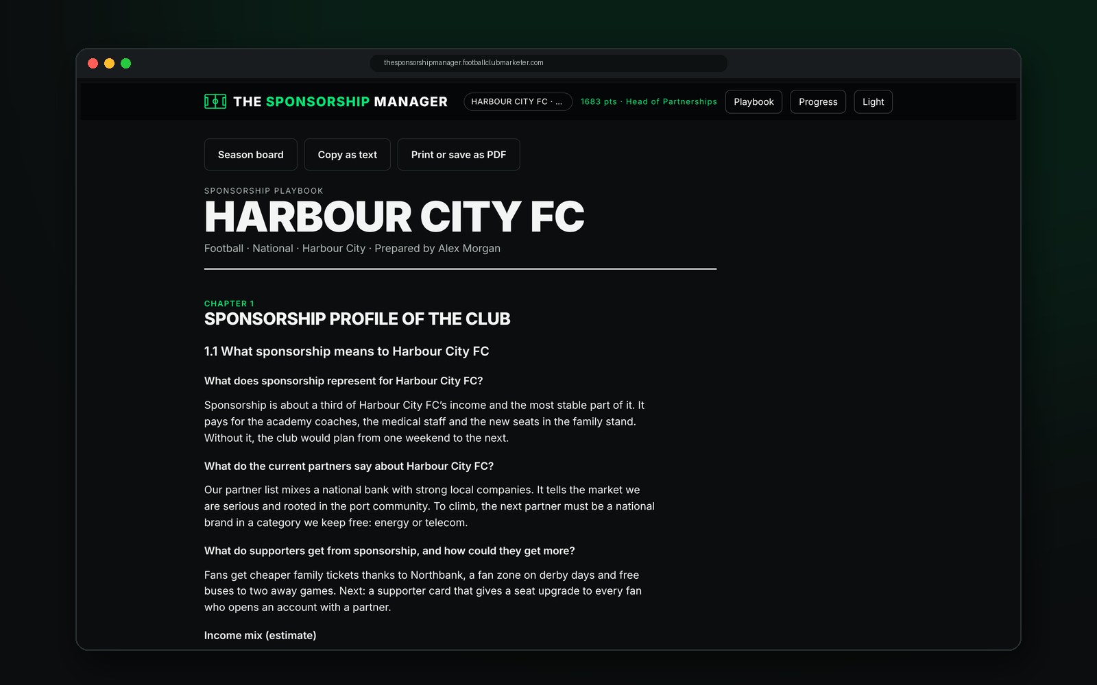 The Sponsorship Playbook built round by round